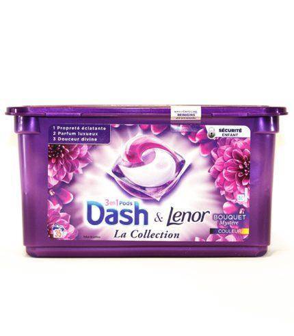 Detergent de rufe capsule 3 in 1, Dash & Lenor - colecția buchete misterioase,  35 capsule, 959 gr.